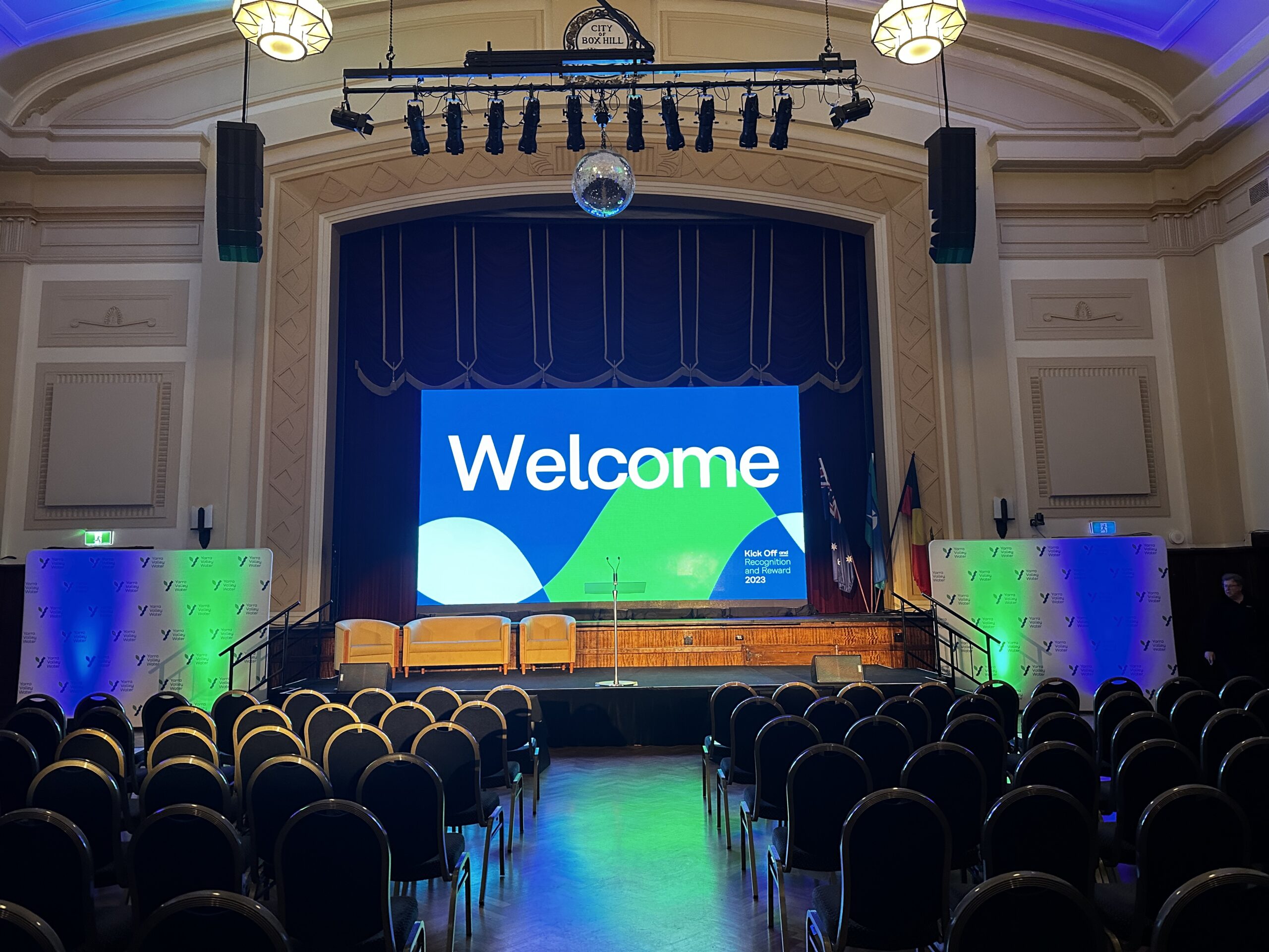 Conference Budget AV Lighting Audio Video LED Screens Powerpoint
