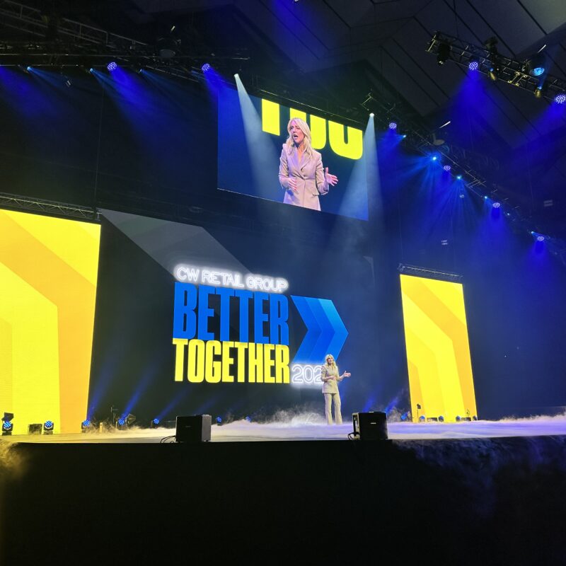 AV LED Screen MCA Audio Lighting WOOHAH Conference Chemist Warehouse Cameras Media Server Barco E2 Camera Direction