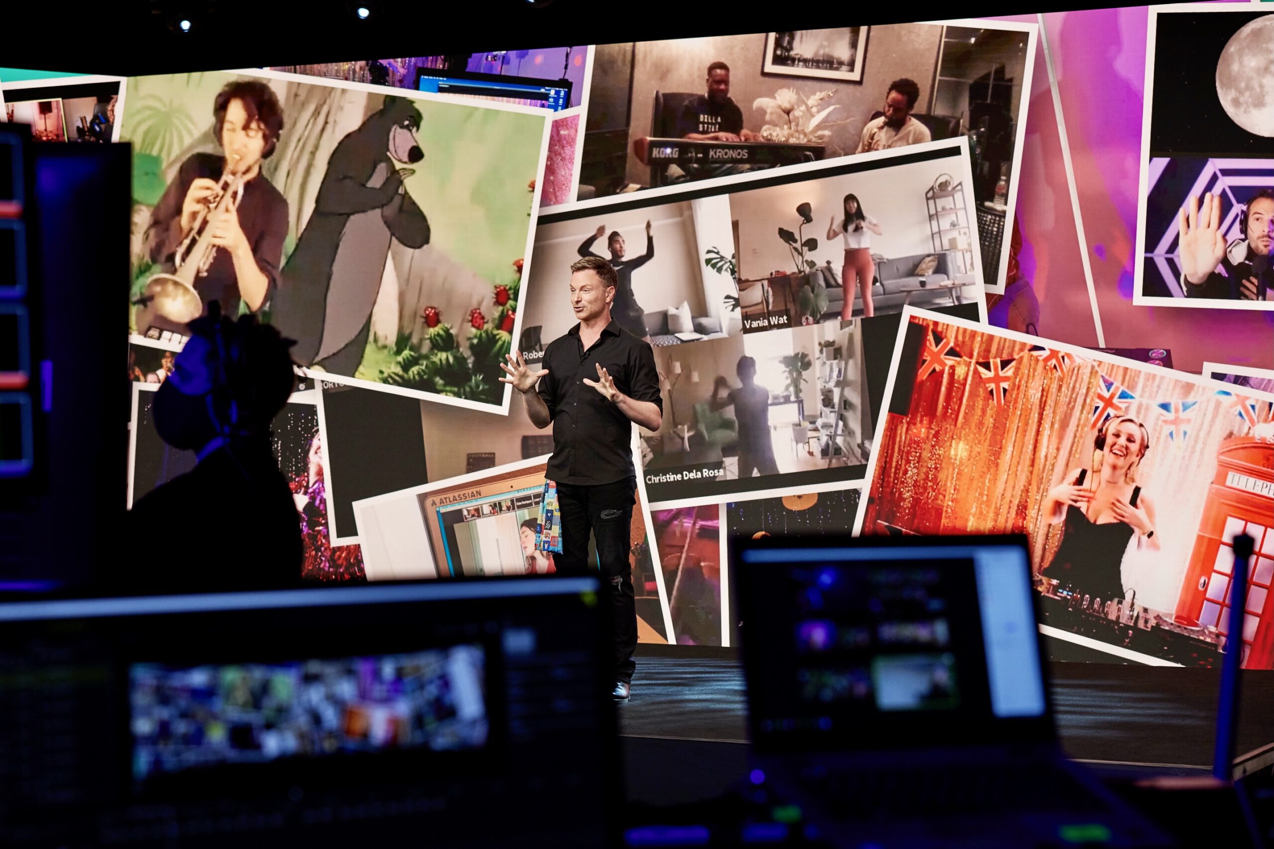 Atlassian event Holiday AV WOOHAH Broadcast studio LED Screen Camera